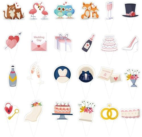 24 PCS Braut zu sein Cupcake Toppers, Braut und Bräutigam Toppers Picks Ring Dekorationen für Hochzeit Wedding Verlobung Braut Dusche Party Supplies