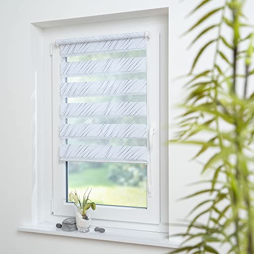 Gardinen Senay, Klemm-Fix Doppelrollo, mit verstellbaren Klemmträgern, Gemustert Karo 45cm-120cm (95x150)