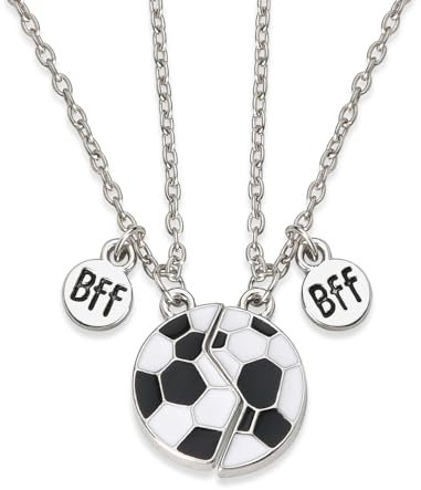 ShiQiao Spl Best Friend Soccer Gifts for Boys Girls Matching Friendship Necklaces for 2 Friends BFF Birthday Presents for Soccer Players Sports Fans Magnetic Necklace for BFF Besties