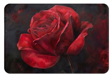 Rote Rose personalisierbare Willkommensmatte, stilvoller Outdoor-Teppich für Tür, Terrasse, Badezimmer, Teppich