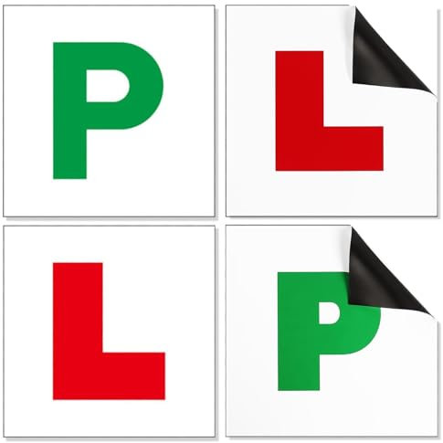 Cozevdnt Magnetic Plates Sticker For Car, 4Pcs Magnetic L And P Plates For Car, L Plates For Motorcycle, Uk Magnetic Car Sticker, Car Stickers And Decals