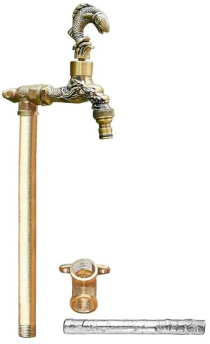 LXRHLIKG Freistehender Zylindrischer Wasserhahn Garten, Vertikaler Wassersäule mit Frostschutz für den Außenbereich, Komplett aus Kupfer(100cm/39in)