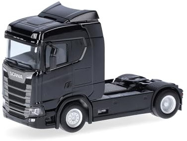 herpa modellino camion Scania CS 20 ND trattore stradale, nero, miniatura in scala 1:87, pezzo da collezione, Made in Germany, plastica