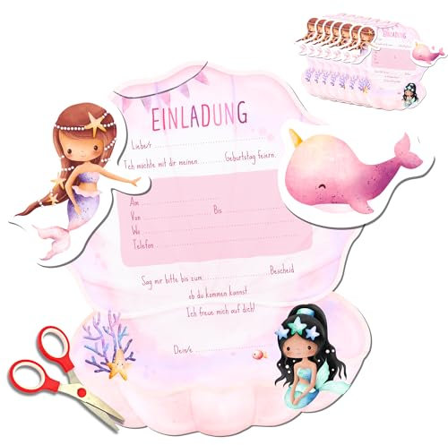 MeinBaby123® 10 Einladungen zum selber basteln (Meerjungfrauen)