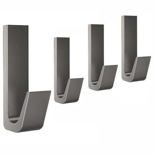 kleiderhaken selbstklebend, Hält Bis Zu 20kg, Handtuchhalter ohne Bohren Wandhalterung, selbstklebende Haken für Badezimmer, Handtuch-Mantel-Taschenwandhaken, Aluminium, rostfrei (Grau 4 Stück)