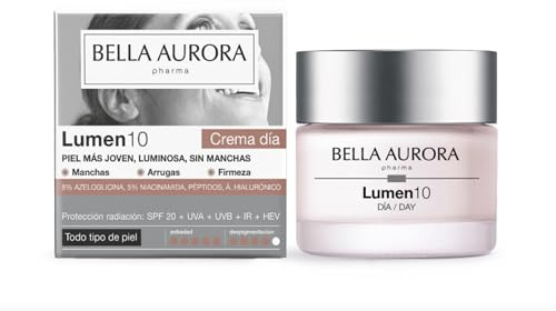 BELLA AURORA Lumen10 Anti-Aging Tagescreme, LSF 20, 50 ml | Flecken, Falten und mangelnde Festigkeit. Anti-Aging-Peptide, Multimolekulare Hyaluronsäure, depigmentierende Wirkstoffe
