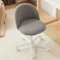 Bonnlo Bürostuhl mit Rollen, Schminktisch Stuhl, Höhenverstellbar Schreibtischstuhl für Arbeitszimmer, Schlafzimmer, Homeoffice, Teddystoff (Grau)