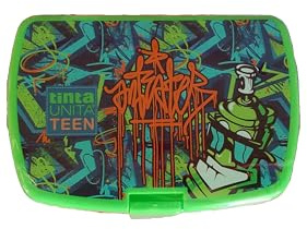 Tinta Unita Portamerenda Coperchio – Scuola – Plastica Resistente – 25 cm – 6 Colori Disponibili (3 Verde Graffiti)