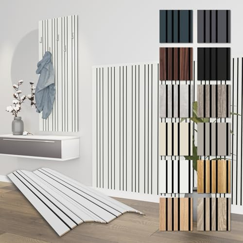 HEXIM Akustikpaneele 8 Stück 138,5x60cm Holz Mila - flexible Holzpaneele Platten Wandpaneele Wanddeko Wand Kombipaneel Wandverkleidung Schalldämmung Akustikfilz weiß (6.64m² White)