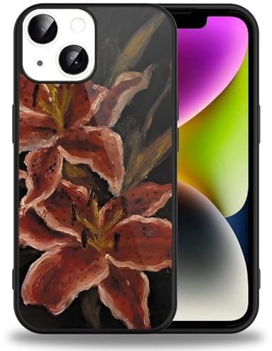 Knrlqim Coque pour Apple iPhone 14/iPhone 13 6,1, Etui Aesthetic Fleur de Lys Motif Dessin Housse, Ultra Mince Silicone Cover Antichoc Anti-Rayures Bumper Protection Case pour iPhone 14, Noir