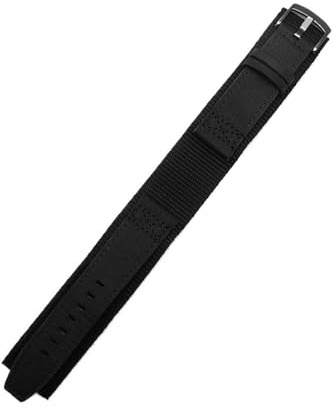 WUWMTUTCK Nylon-Canvas-Uhrenarmband, passend for IWC, passend for Rolex, passend for Citizen, 20 mm, 22 mm, atmungsaktiv, schwarze Klettverschlüsse, doppelte Fixierung, Herren-Armband(Black-B pin,22mm