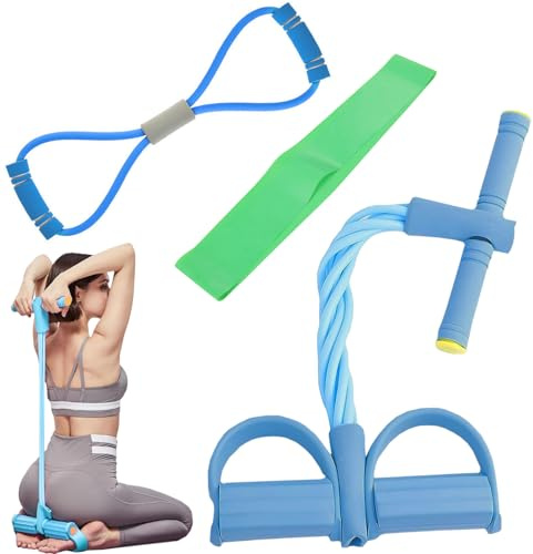XoeLLe Expander Fitness mit Rückentrainer und Fitnessbänder, Bauchtrainer, Sportgeräte Zuhause, 6 Tubes Gummi Elastische Zugseil, Fitness Zugband zum Trainieren