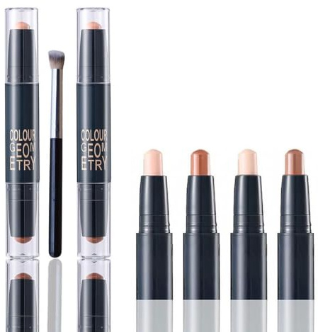 ZWWOGE 4 Farben Contour Stift Make-up Set, Contouring Stift mit Cremiger Textu, Make-up Kit für Anfänger mit Nasen-Bronzer Stick und Gesicht Highlighterr, Contouring und Highlighter in Einem