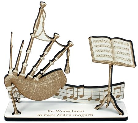 DEKOLANDO Dekoaufsteller Geldgeschenk Dudelsack – Geschenk für Musiker mit Wunschtext - Dudelsackspieler & Dudelsackspielerin – Folk Weltmusik Militärmusik Geschenkidee
