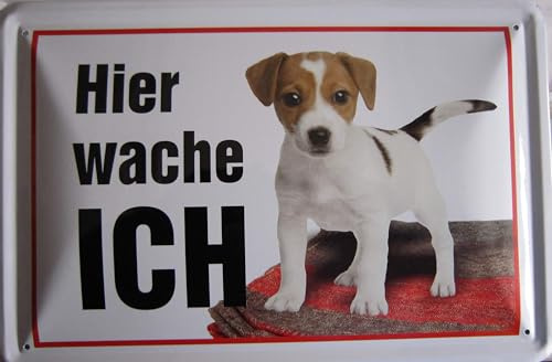 Blechschild Schild 20x30cm - Jack Russel hier wache ich Hund Haustier