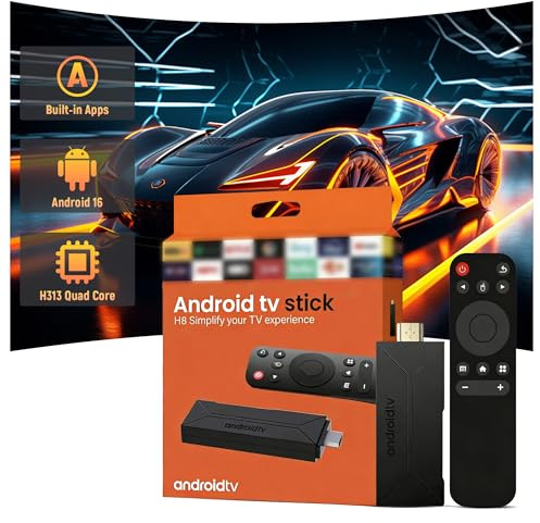 H8 Android TV Stick, Android 16.0, HD Smart TV Stick, H313 Quad-Core-Prozessor, 2 GB RAM, 16 GB ROM, WLAN-Unterstützung, Plug-and-Play Android Internet-TV-Gerät für Heimkino und Reisen