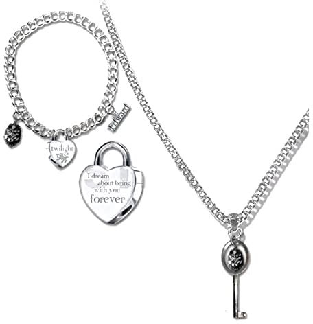 Twilight Halskette und Armband Herz und Schlüssel Set