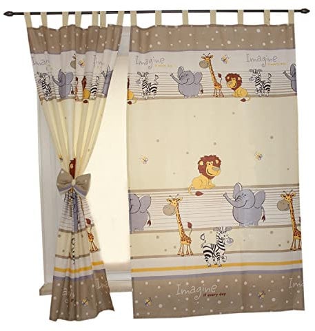 TupTam Kinderzimmer Vorhänge Baby Gardinen mit Schleifen 2er Set, Farbe: Imagine Beige, Größe: ca. 155x95 cm