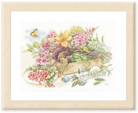 Lanarte Counted Cross Stitch Kit-in The Garden, 100% Cotton, Multi, 25x1x37 cm