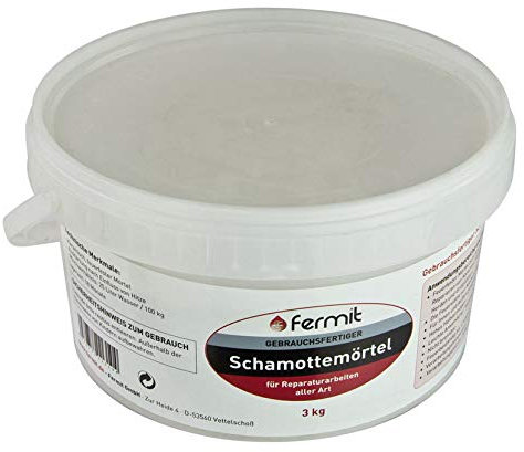 Fermit Schamottemörtel Teperaturbeständigkeit: über +1600°C 4x Anzündwürfel aus Holzfaser und Pflanzenöl ca. 8 min Brennzeit (Schamottemörtel 3kg)