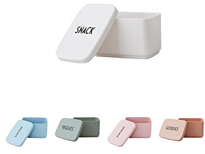 Design Letters caja de bocadillos (Blanco) - Sin BPA, Disponible en colores de moda, Ideal para la escuela, el trabajo o en movimiento, se adapta a la lonchera, 37 g, L: 9.3 x H: 5.5 xl: 7cm