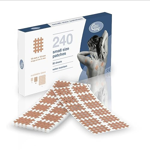 CrossLinq Acupressure Patches | Acupuncture, and Pain Relief | Edema Relief | CrossTape | Non-Elastic, Grid-Shaped Tapes | Pain Relief Patches | Crosshatch Patches (240 Small Patches) | Beige
