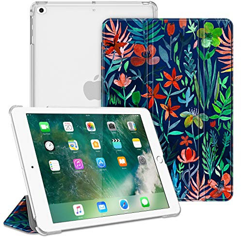 Fintie Hülle für iPad 9.7 Zoll 2018/2017 - Ultradünn Schutzhülle mit transparenter Rückseite Abdeckung Cover mit Auto Schlaf/Wach für 9.7 iPad 6. Generation / 5. Generation, Dschungelnacht