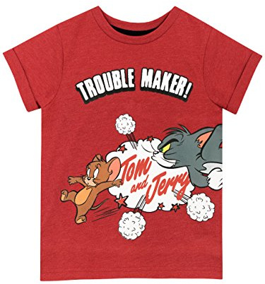 Tom and Jerry Boys T-Shirt Short Sleeve Tee for Kids 7-8 Years Red