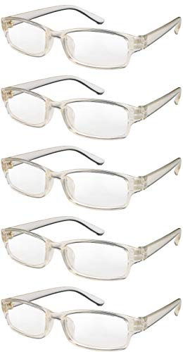 4sold The Reading Glasses Slim Readers Value 5 Pack Mens Womens Transparent +0.75
