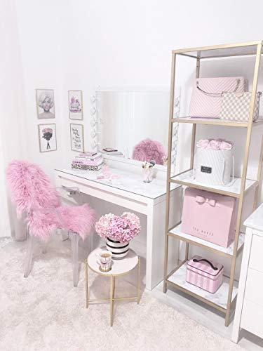 Hollert Lammfell Tibet Sheepskin Monglolisches Schaffell gelockt sehr weich Echtfell Dekoration Läufer Teppich Größe 80-90, Farbe Rosa