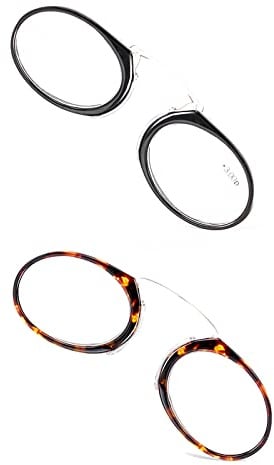 KoKoBin 2er Pack Unisex Lesegläser Kompakte Sehehilfe Mini Nose Clip Bügellose Lesebrille Rutschfest Lesehilfe- Immer griffbereit +2.0