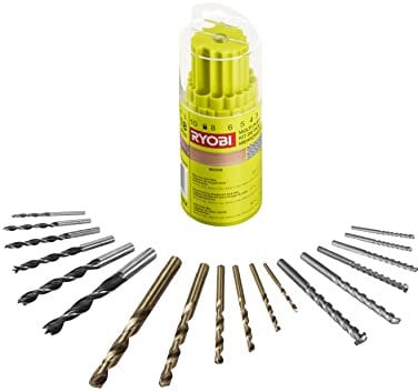 RYOBI - Jeu de 18 Forets Mixtes - Mèches pour Perceuse-Visseuse et Perceuse à Percussion - Livré dans un Coffret - RAK18DMIX