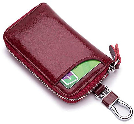 Portachiavi Borsellino in Pelle Multifunzione per Auto - Unisex con Chiusura a Cerniera, Disponibile in 6 Colori