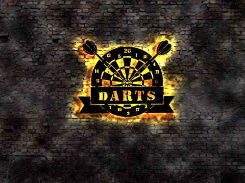 Dart Darts Dartpfeile Spiel Dartspiel Dartscheibe Leuchtschild LED Deko Auto Autoaufkleber Schild retro geprägt Leuchtschild Wandsticker Leuchtbild Neonreklame Neon sign