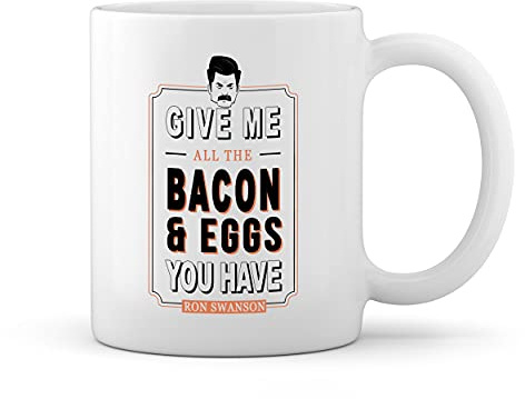Ron Swanson Bacon Parks and Recreation Weiße Tasse Mug