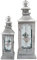Rebecca Mobili Set Lanterne Shabby, 2 Porta Candele Fiori Decorative Bianche, Metallo Pvc, Per Feste Matrimoni - Misure: 55 x 17,5 x 17,5 cm (HxLxP) - Art. RE6655