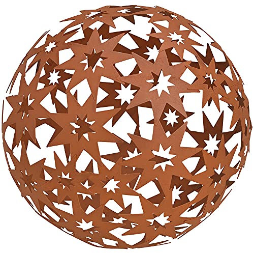 matches21 Kugel mit Sternen Sternkugel Dekokugel Gartenkugel Gartendeko Metallkugel Rostoptik Metall 1 STK Ø 24 cm