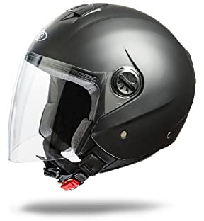 one by Camamoto Code 77446055 Demi-Jet-Helm, zugelassen mit transparentem Visier, mattschwarz, Größe XL (61 cm)