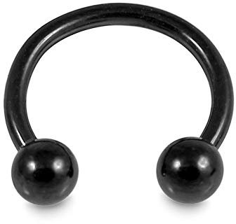 Monster Piercing Barbell aus eloxiertem 316L Chirurgenstahl mit 2,5 mm Kugel, 0,8 mm Durchmesser, Schwarz