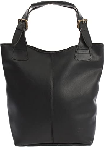 LECONI Henkeltasche Echt-Leder Vintage-Look Damentasche Handtasche für Damen Shopper für Freizeit, Büro oder Shopping Beuteltasche Frauen Ledertasche 34x35x10cm schwarz LE0033-wax