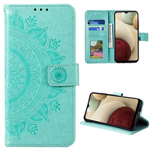 CoverKingz Handy Hülle kompatibel mit Samsung Galaxy M53 5G - Handyhülle mit Kartenfach Bookcover Case - Handy Tasche klappbar Motiv Mandala Grün