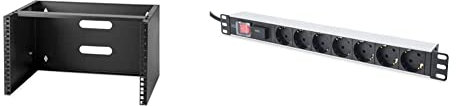 StarTech.com 6HE Netzwerkschrank 19 Zoll 6HE für Wandmontage - 14 Zoll tief - Kleiner serverschrank/Wand Half Rack & DIGITUS 19 Steckdosenleiste - 7 Abgriffe - 1HE - 250VAC - 50/60Hz