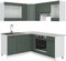 Vicco Cocina esquinera Fame-Line, Verde-Dorado Casa de Campo/Blanco/Blanco, 160 x 190 cm sin encimera