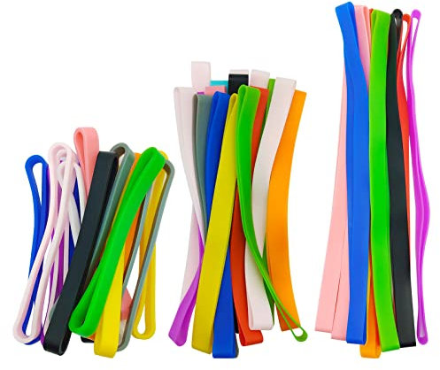 40 Stück Silikon-Gummibänder, bunt, elastische Gummibänder, verschiedene Farben, Gummibänder für Bücher, Übungen, Brieftaschenkarten, Kochboxen, Bürobedarf (3 Größen, zufällige Farbe)