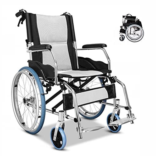 Ultraleicht Rollstuhl Faltbar Leicht Reiserollstuhl, Rollstühle für Behinderte, Transportrollstuhl mit Trommelbremse, Einstellbare Fußpedale, 46cm Sitzbreite