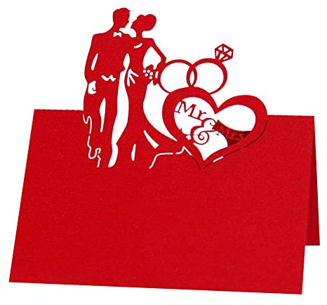 Uposao 50 Stück Tischkarten Hochzeit, Hohle Schmetterling Platzkarten Grußkarten zum Beschriften Namenskarten Namenschilder Sitzplatzkarten Blanko für Hochzeit Tischdekoration,Rot