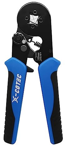 X-COTEC Pinza Crimpatrice Capicorda, Crimping Pinza Strumento, Capicorda Elettrici a Crimpare, Pinza Puntalini Filo Autoregolanti per Elettricista, Per fili 0,25-10mm²