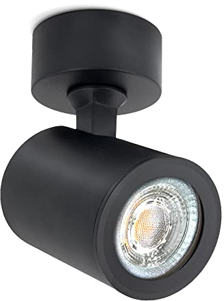 linovum TENJO Deckenspot schwarz schwenkbar GU10 6W neutralweiß dimmbar | Schwenk- & drehbarer Spot schwarz - neutralweiß, dimmbar, für Abstellraum, Bild & Wand, inkl. GU10 LED