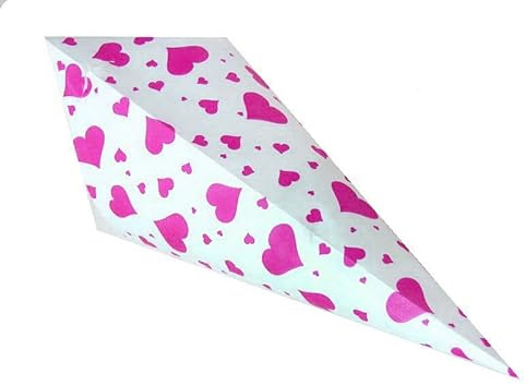 Spitztüten 125gr Herzen sortiert pink 100 Stück| Für 125gr. Süßigkeiten | für Popcorn und gebrannte Mandeln | Candybar | Hochzeit | Kindergeburtstag | Bonbontüten | Mandeltüten (100)