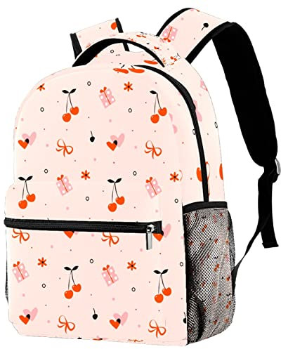 Cherries & Gift Box Laptop Bags School Backpacks Bookbags Casual for Travel Students Work